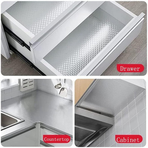 Kitchen Wallpaper Oil Proof Sticker Aluminum Foil Backsplash Self-Adhesive Contact Paper Cabinet Liner Waterproof and Heat Resistant Peel and Stic...