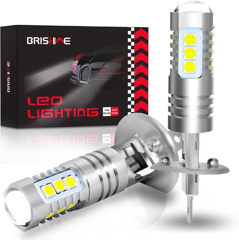 H1 LED Fog Light Bulbs 6000K Xenon White, Extremely Bright 3030 Chips H1 LED Bulbs with Projector for Car Fog Lights, Daytime Running Lights DRL (...