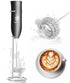 Handheld with Stainless Steel Stand USB-charging Foam Maker, DOUBLE WHISK Mini Blender and Electric Mixer Coffee Frother (Black)...