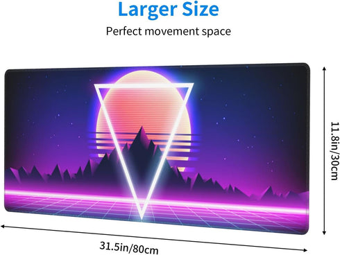 Retro Vaporwave Gaming Mouse Pad Cool Desk Mat Synthwave Neon Large XL Long Extended Pads Big Mousepad for Home Office Decor Accessories...