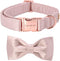 Unique style paws Dog Collar, Pink Silk Dog Collar with Bow, Soft Bowtie Adjustable Pet Collar Gift for Female Large Dogs...