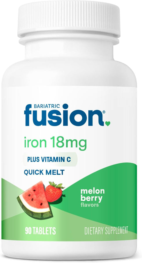 Bariatric Fusion Iron Supplement for Women Quick Melt | Sugar Free Dissolvable Chewable Iron Tablets | Ferrous Fumarate 18 mg Iron with Vitamin C ...