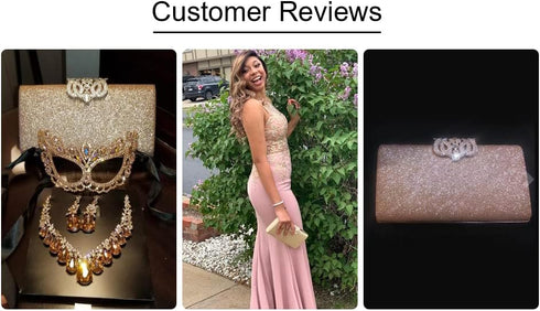 EROUGE Leather Sparkling Evening Clutch Purse Women Designer Handbag for Wedding Party...