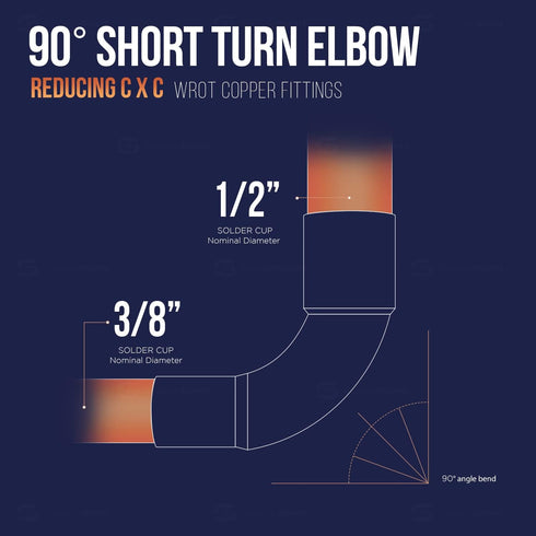 Everflow Supplies CCRN1000 1/2" x 3/8" Nominal Size 90 Degree Short Radius Reducing Elbow with Copper Sweat Connects for 5/8" x 1/2 Outer Diameter...