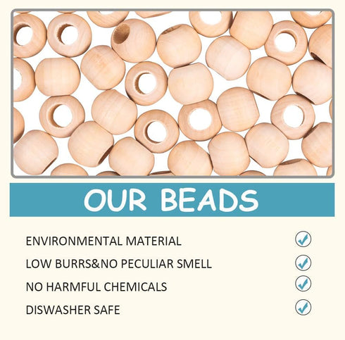 PH PandaHall 120pcs 20mm Natural Wooden Round Loose Beads for DIY Craft, Jewelry, Home Decor...