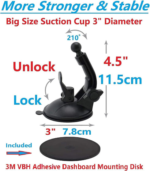 Phone Mount for Car Dash & Windshield, Industrial-Strength Sticky Gel 3" Diameter Suction Cup Car Phone Mount for All Cellphones & More...