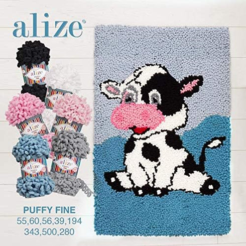 Alize Puffy Fine Yarn Baby Blanket Yarn Lot of 3skn 300gr 48yds 100% Micropolyester Soft Yarn Hand Knitting Yarn Super Chunky Bulky Woven Worested...