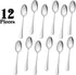 E-far Stainless Steel Teaspoons Set of 12, Modern Silverware Flatware Dessert Spoons for Home, Kitchen, Restaurant, Round Edge & Mirror Polished, ...