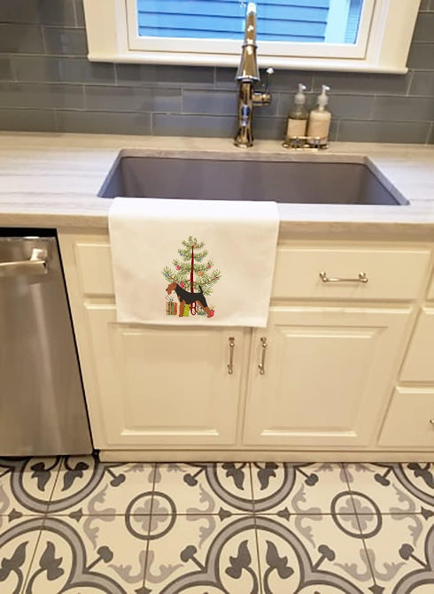 Caroline's Treasures BB2975WTKT Airedale Terrier Merry Christmas Tree White Kitchen Towel Set of 2 Dish Towels Decorative Bathroom Hand Towel for ...