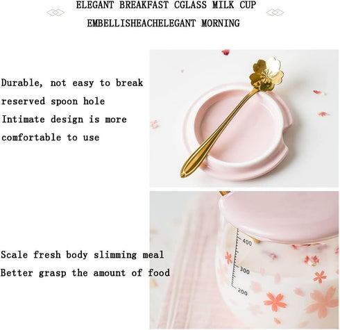 Sakura Cup, Creative Sakura Mug, Cute Heat-resistant Mug, Borosilicate Glass Coffee Cup, Transparent, Gift(Color: Pink B, Size: 3 Piece Set)...