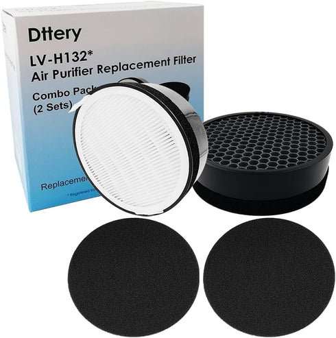 Dttery 2 Set LV-H132 Air Purifier Replacement Filter, True HEPA Filter, LV-H132-RF, Compatible with Levoit LV-H132 Air Purifier...