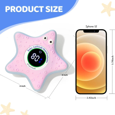 Bath Thermometer with LED Display and Temperature Warning, Digital Room Fahrenheit Water Temperature Thermometer, Infant Bath Toys Floating Toy Sa...