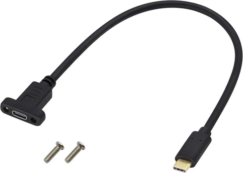 USB Type C 3.1Panel Mount Adapter Cable USB-C 3.1 Gen2 10Gbps Male to USB C Female Panel Mount Screw Cable,Supports Charging,Data,Audio,Video Cabl...