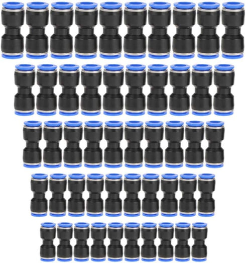 Straight Push Connectors, 4/6/8/10/12 mm Quick Release Plastic Push to Connect Fittings Kit, 50 Pcs Air Line Fittings for 5/32 1/4 5/16 3/8 1/2 Tu...