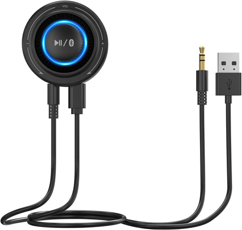 Bluetooth Car kit Aux Receiver, Portable 3.5mm Aux Bluetooth Car System for Car Radio Bluetooth 5.2 Wireless Audio Receiver for Car Stereo Home St...