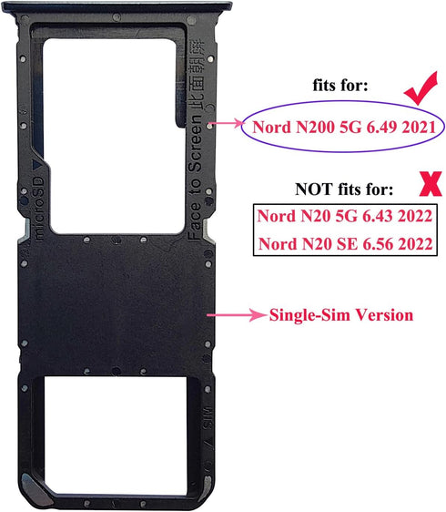 for OnePlus Nord N200 5G Single Sim Card Tray Slot Holder Replacement for OnePlus Nord N200 5G 6.49" DE2118 DE2117,with Eject Pin (N200 5G-Blue).....