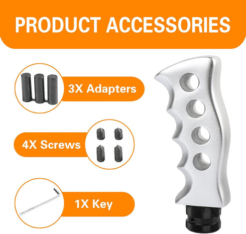 1 PC Car Modified Gear Head, 4.72" x 1.96" Resin Alloy Handle Shape Non-Slip Ergonomic Handle Shift Knob with M8/M10/M12 Adapter, Personalized Cre...