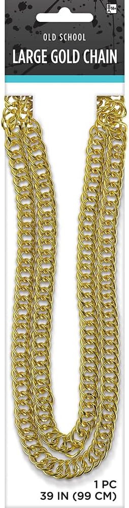Amscan Large Gold Chain Necklace - 39", 1 Pc - Premium Gold-Plated Look & Lightweight Plastic - Bold & Dazzling - Perfect Statement Piece for Ever...