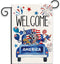 Weclome 4th of July Garden Flag Dog Patriotic Truck Flags 12 x 18 Inch Double Sided Burlap Small Fourth July Flag for Outside American Memorial Da...