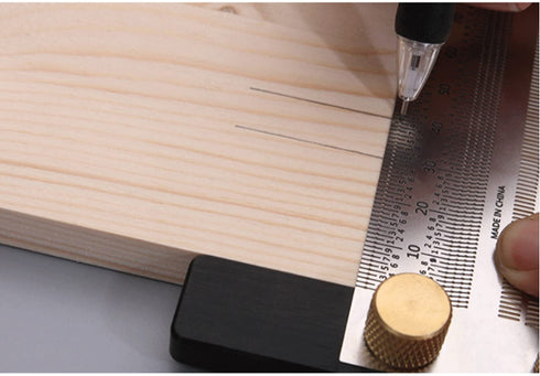 Woodworking Marking T Rulers Ultra Precision,Layout Work Scribe Line Ruler with Holes,Scribing Square Ruler Gauge Measuring Tool Draft Marking Too...
