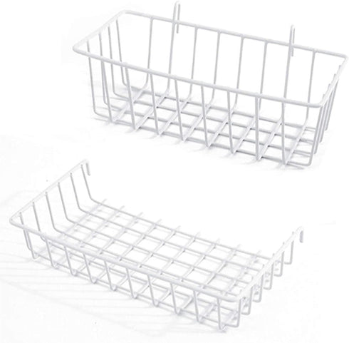 GBYAN Wall Grid Panel Accessories Wire Grid Baskets Shelf Organizer for Wire Board, White...