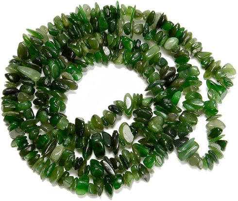 7-8mm Natural Green Canada Jade Gemstone Chips Beads Healing Crystals Waist Bracelets Necklace Kit Irregular Stone DIY Crafts Design Jewelry Makin...