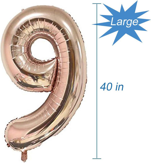 Tellpet Rose Gold Number 9 Balloon, Combined into Number 1980 Party Decorations Balloons, 40 Inch...