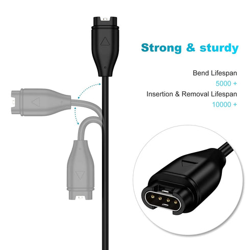 Charger Cable Compatible for Garmin forerunner 955/265/265S/945/935/255S Music/255S/255/255 Music/55/45 Music Replacement 3.3ft USB for Bounce/Fen...