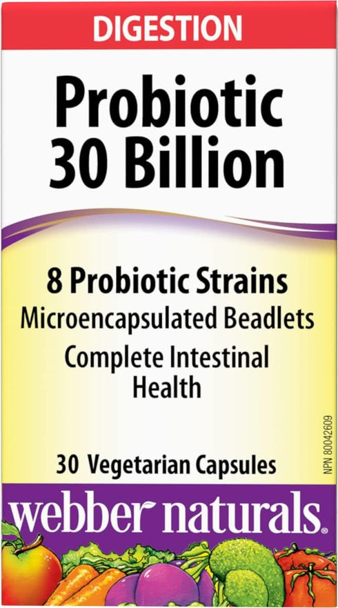 Webber Naturals Probiotic 30 Billion, 8 Probiotic Strains, 30-Capsules...