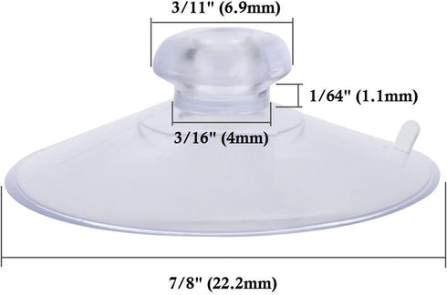 20 Pack Clear Plastic Strong Suction Cup with Removable Hook (7/8" (22.22mm) Diameter)...