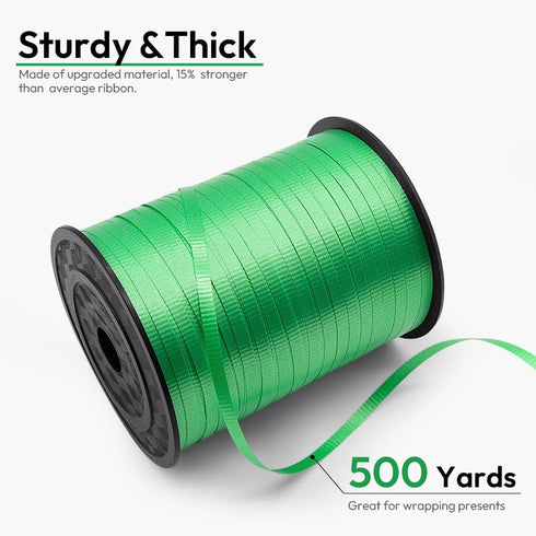 500 Yards 3/16" Crimped Curling Ribbon Dark Green, Balloon String Curly Ribbon 1 Roll for Gift Wrapping, Birthday Wedding Party Festival Decoratio...