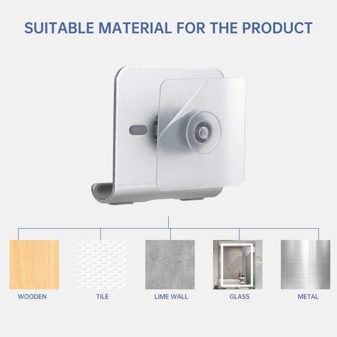 2 PCS Portable Shower Phone Holder, Wall Mount Phone Holder for Smooth Surfaces, Adjustable Cellphone Stand with Adhesive Pads for Bathroom Kitche...
