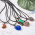 FASHEWELRY 20Pcs Random Crescent Moon Heart Chakra Stone Pendants Healing Crystal Gemstone Charms & 20Pcs Black Waxed Cotton Necklace Cord & 1Pc V...
