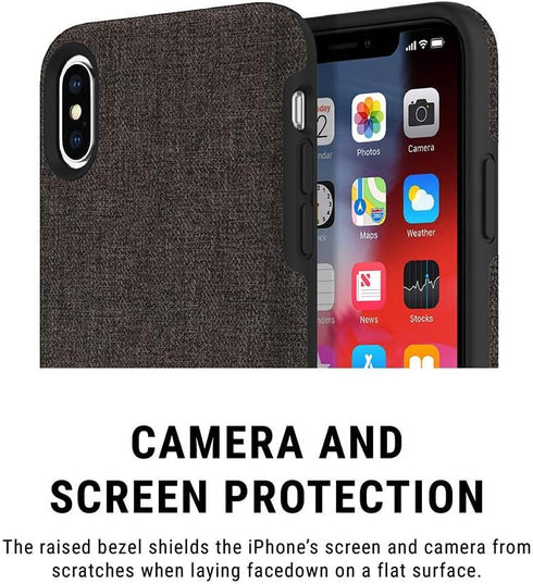 Incipio Carnaby Stylish Slim Protective Case for iPhone Xs Max (6.5") with Soft Premium Fabric and Anti-Slip Grip - Gray...