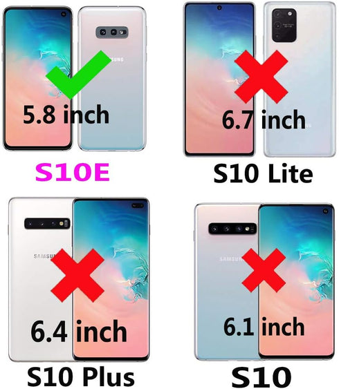 Phone Case for Samsung Galaxy S10e Wallet Cover with Crossbody Strap Leather Card Holder Flip Cases Lanyard Kickstand Credit Slots Magnetic Clasp ...