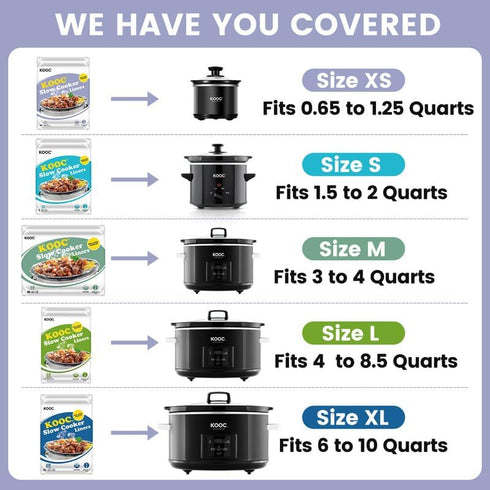 KOOC Slow Cooker Liners 8"x11" 20 Count Mini Size Disposable Pot Liners Cooking Bags Fit 0.65 qt to 1.25 qt Pot BPA Free Fresh Locking Seal Design...