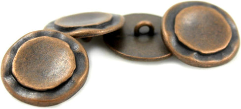 Bezelry 12 Pieces Rustic Circles Metal Shank Buttons 23mm (7/8 inch) (Antique Copper)...