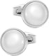 Round White Cufflinks for Men Lady In Gift Case Classic Silver Tone Men's Cufflinks Jewelry Set for Wedding Anniversary Business Party Events Tuxe...