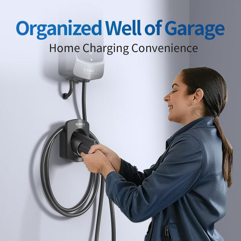 QIAO 2-in-1 EV Charger Holder Wall Mount, EV Cable Holder J1772 Holder for Electric Car Chargers,Cable Organizer Clean Garage,Ideal Father's Gift....