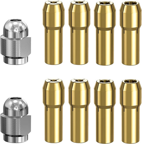 Collet Set for Dremel, 10Pcs Replacement 4485 Brass Quick Change Rotary Drill Nut Tool Set (1/8" x 2, 3/32" x 2, 1/16" x 2, 1/32" x 2?...