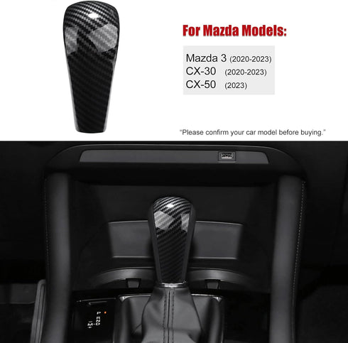 for Mazda 3 CX-30 2024 2023 2022 2021 2020 for Mazda CX-50 2024 2023 Accessories Sporty Car Auto Gears Panel Gear Shift Knob Cover Trim Cap -Carbo...