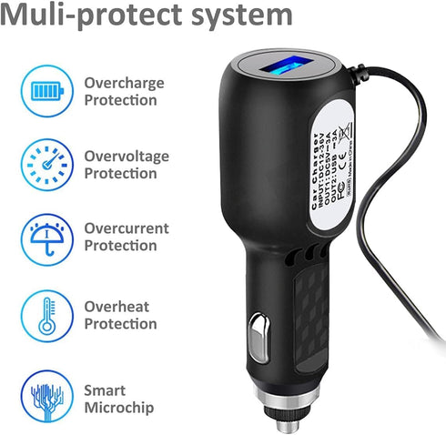 Dash Cam Charger Cable, 11.5FT Mini USB for 12V-24V Cars & Trucks, 3-in-1 Charging for Dash Cam, GPS Navigator, Mobile Phones & Other Devices......