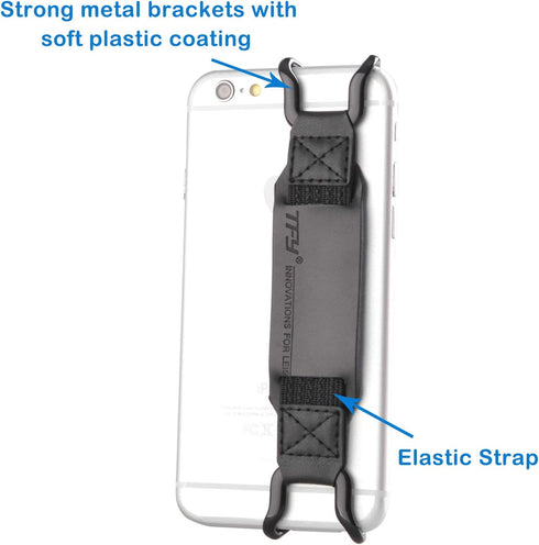 TFY Security Hand Strap with Leather Belt Holder Stand Compatible with iPhone 16 Pro Max / 15 Plus / 14 Pro / 13/12 / Xs/XR/SE/Galaxy S24 / S23 / ...