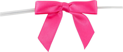 Reliant Ribbon 5171-17503-2X1 Satin Twist Tie Bows - Small Bows, 5/8 Inch X 100 Pieces, Shocking Pink...