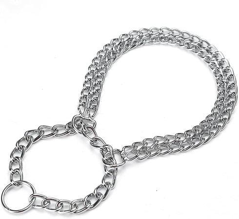 Dog Choker Collar Martingale Collar Training Double Row Chain Heavy Duty Collar for Medium Large Dogs (M-16” (suitable for neck 11-14"))...