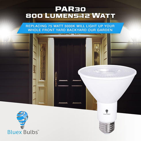 2 Pack PAR30 Outdoor LED Flood Light Bulb 12W 100 Watt Equivalent 900 Lumens Dimmable Waterproof E26 3000K Warm White LED Flood Light Bulbs for Se...