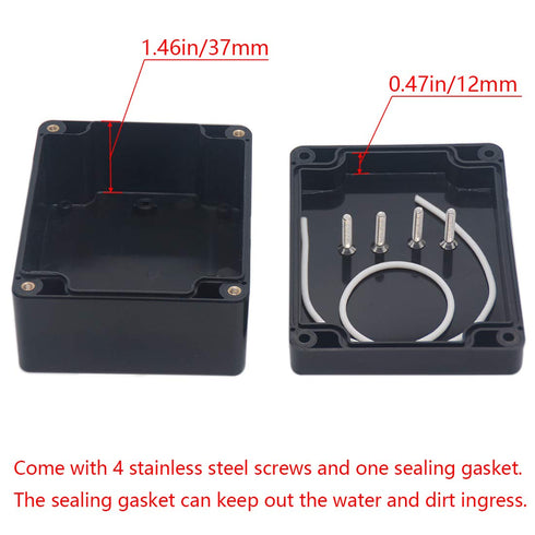 2 Pack Project Box IP65 Waterproof Junction Box ABS Plastic Black Electrical Boxes DIY Electronic Project Case Power Enclosure 4.53"x3.54"x2.17"(1...