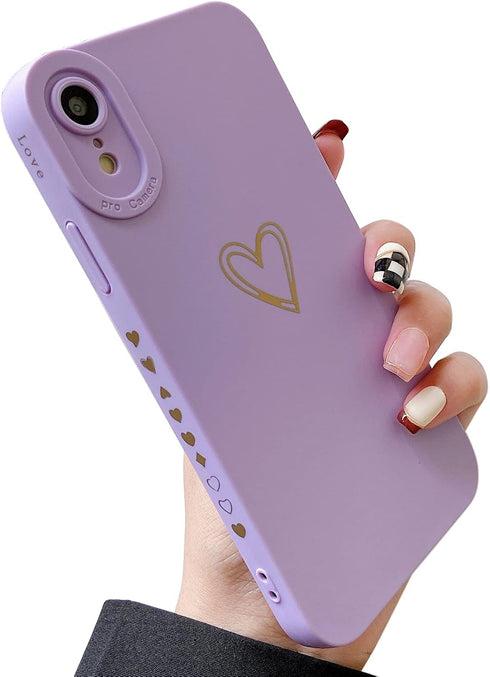 Qokey for iPhone XR Case(2018 6.1"), Side&Back Cute Plated Love Heart with Anti-Fall Lens Cameras Cover Protection Soft TPU Shockproof Anti-Finger...