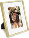 Golden State Art, Gold 8x10 Aluminum Frame for 8 x 10 Picture or 5x7 Photo with Mat - Shatter - Resistant Glass - Wall or Tabletop Display - 1 Pac...