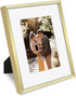 Golden State Art, Gold 8x10 Aluminum Frame for 8 x 10 Picture or 5x7 Photo with Mat - Shatter - Resistant Glass - Wall or Tabletop Display - 1 Pac...